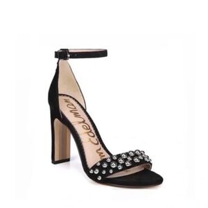 Sam Edelman Ankle Strap Sandals Yoshi Studded Embellished Black Size 8.5